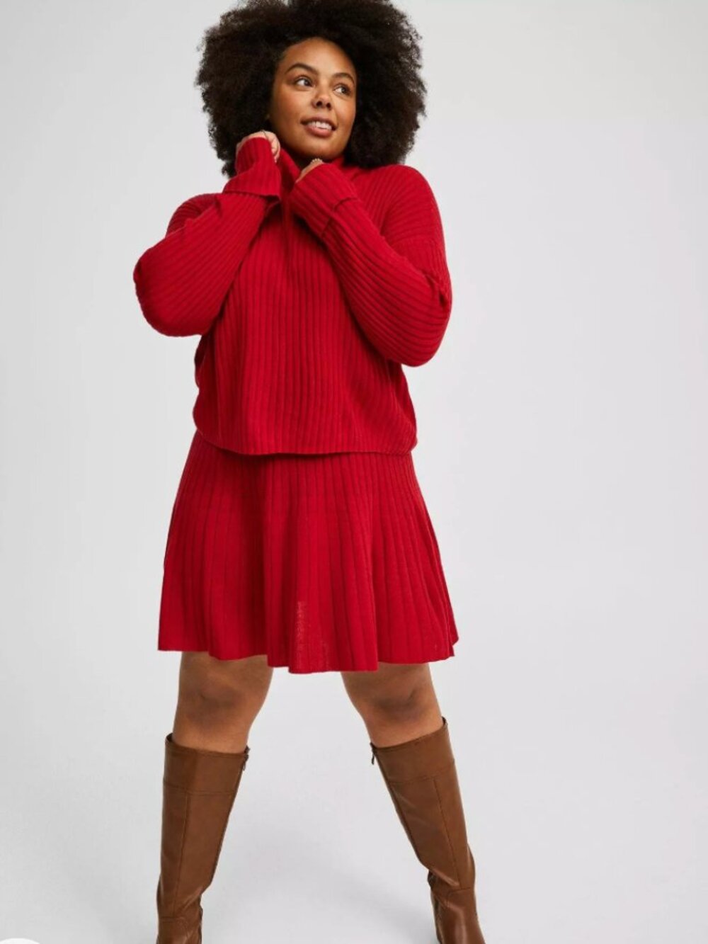Torrid Ribbed Red Sweater Skirt and Turtleneck Set NWT - Women's 1X
